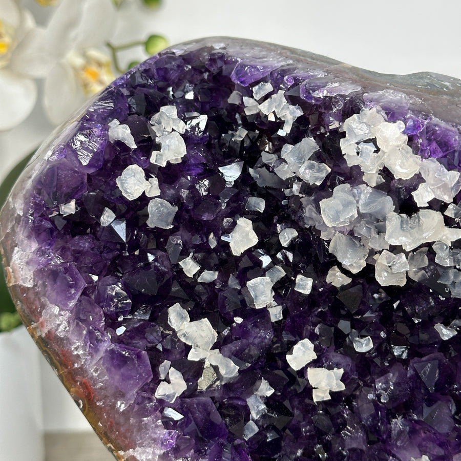 Amethyst Crystal Cluster with Calcites Formations on Stand - MWS2630