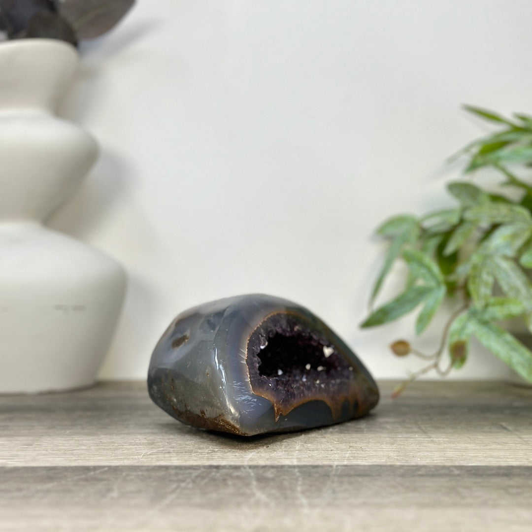 Amethyst &amp; Blue Agate Stone Geode - STGE0076