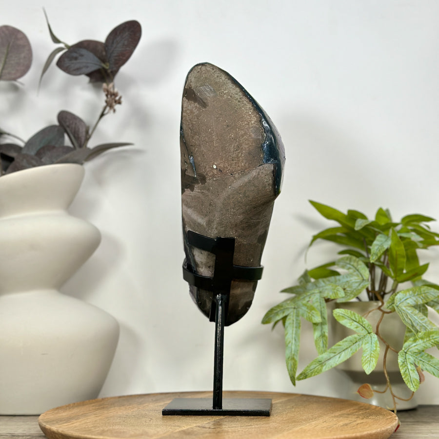 Natural Deep Purple Amethyst Cluster on Metal Stand - MWS3121