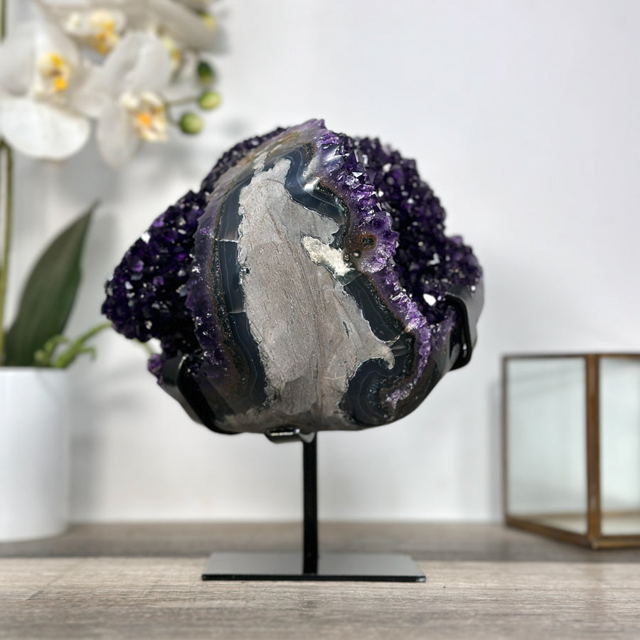 Deep Purple Amethyst and Agate Crystal Cluster Stalactite Formation - MWS2624