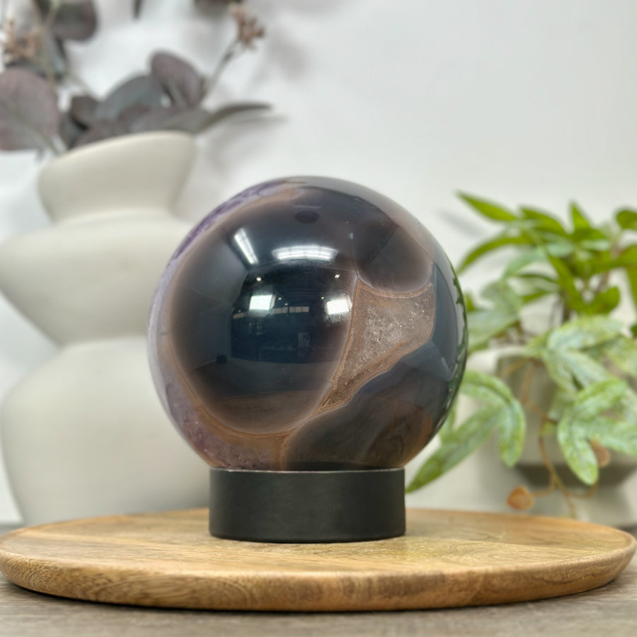 Top Grade Uruguayan Amethyst Agate Large Sphere Geode - SPH0167