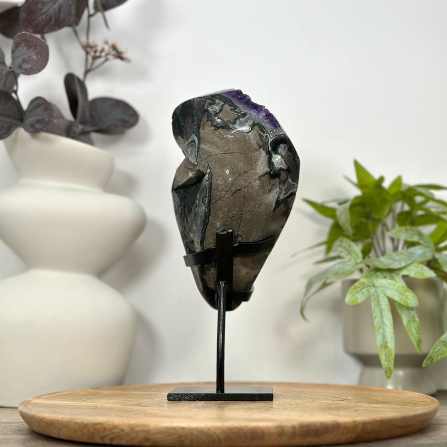 A+ Grade Amethyst Cluster from Uruguay on Metal Stand - MWS3060