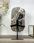 Uruguayan Amethyst Geode with Calcite on Metal Stand – Unique Crystal Display - MWS2705