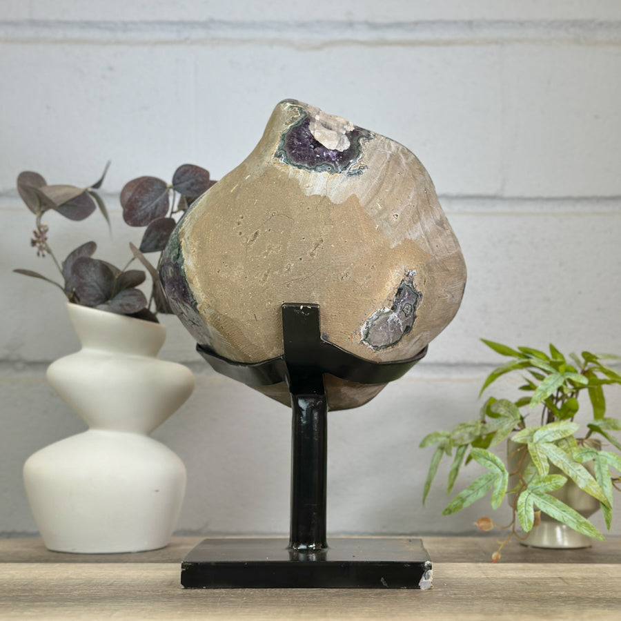 Huge Natural Deep Purple Amethyst Geode on Stand - MWS3142