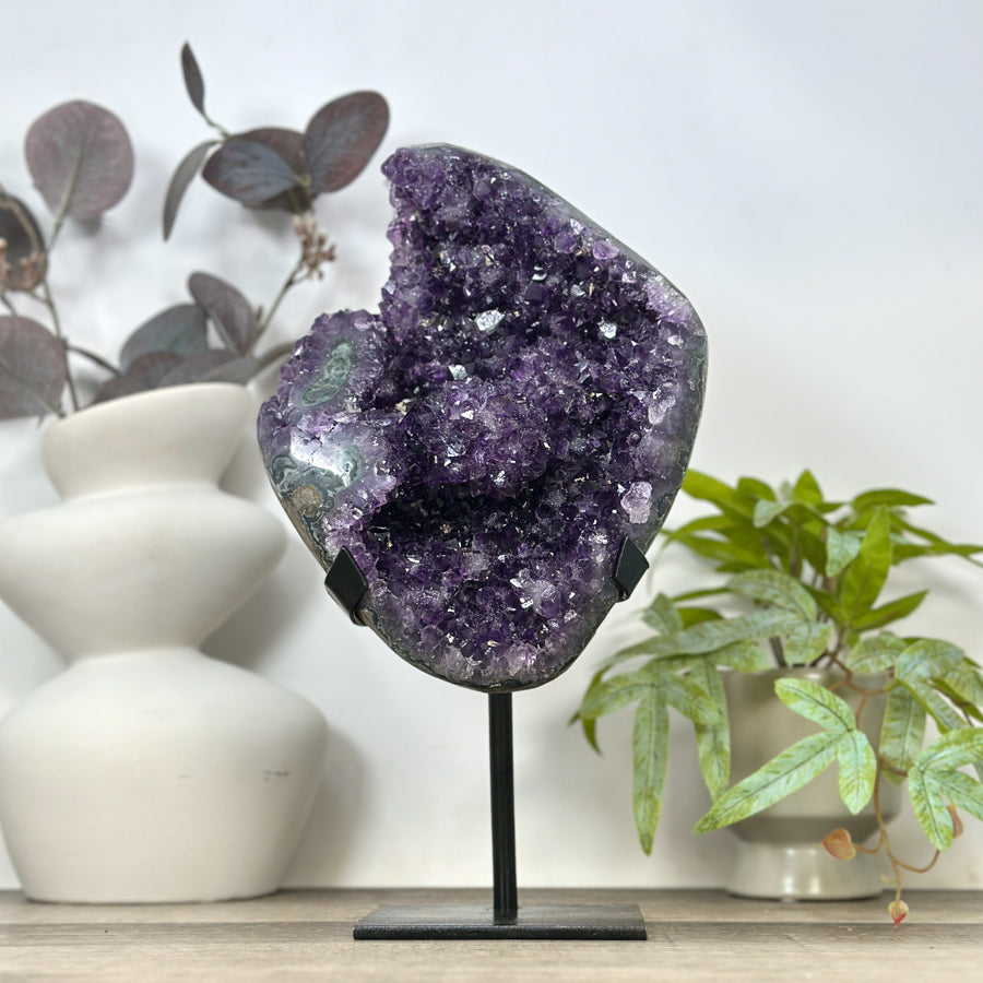 Natural Amethyst Crystal Cluster with Stand from Uruguay - MWS3175