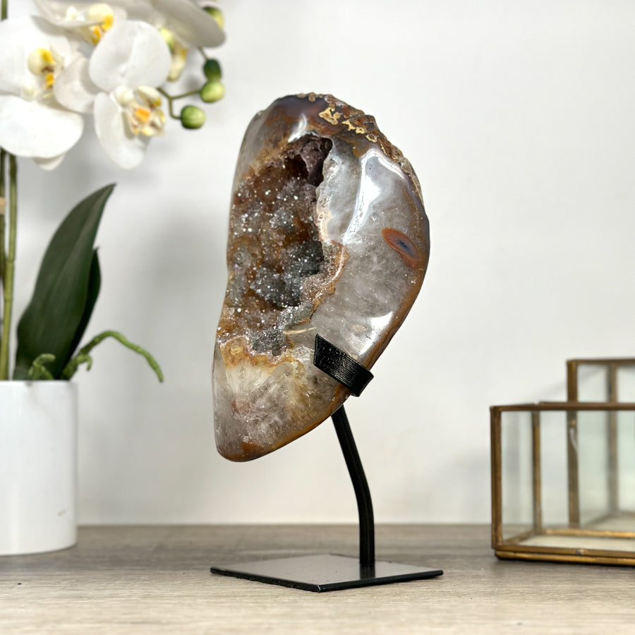 Natural Yellow &amp; Green Sugar Quartz Geode Specimen - MWS2264