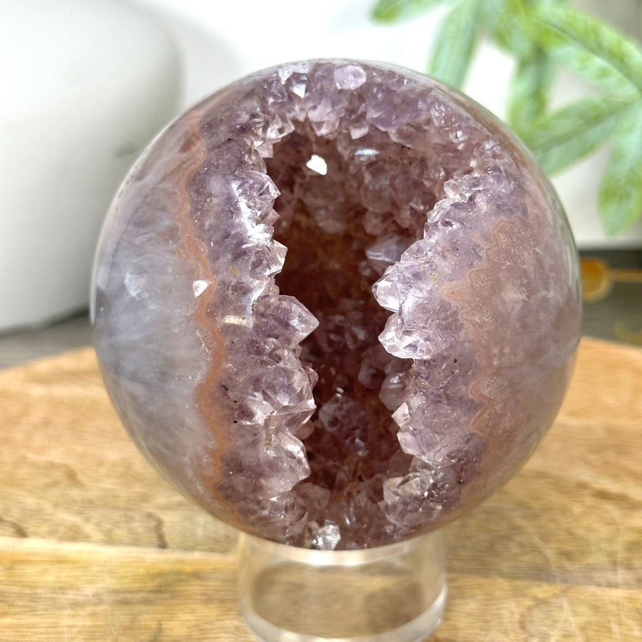 Amethyst Druzy Sphere Geode with Crystal Formation - SPH0175