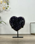 Dark Purple Amethyst Stone Heart with Metallic Stand - HST0328