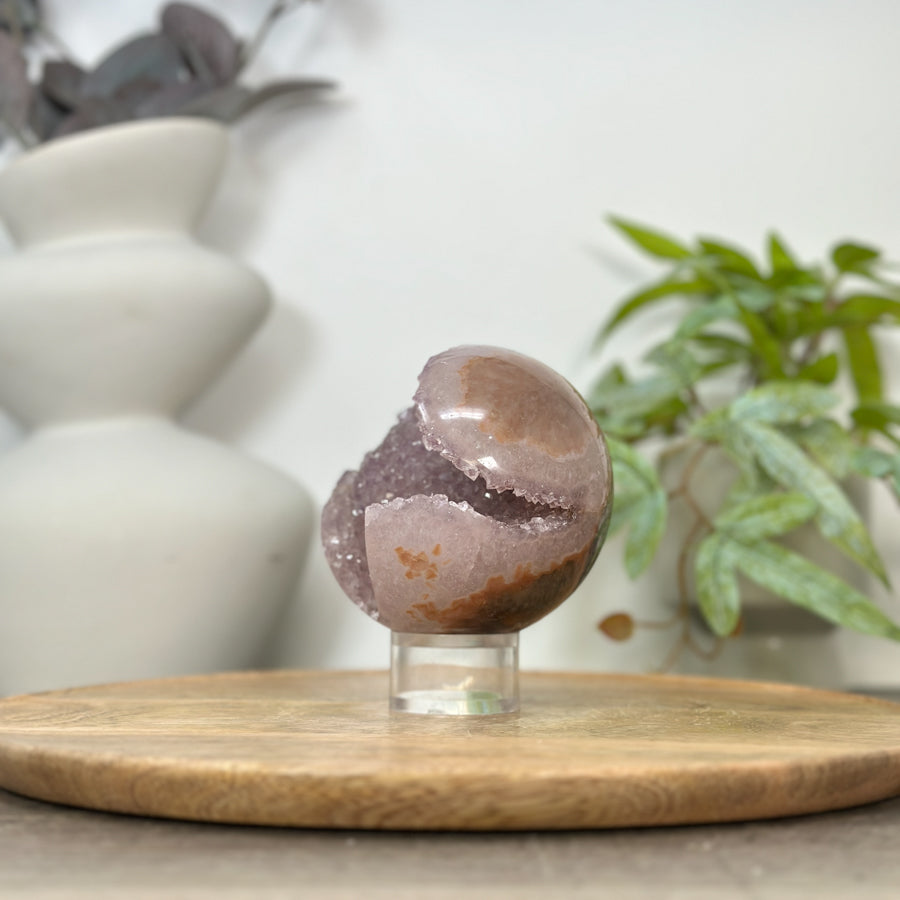 Amethyst Druzy &amp; Jasper Sphere Geode - SPH0179