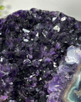 Deep Purple Amethyst Geode With Agate Shell on Metal Stand - MWS2742