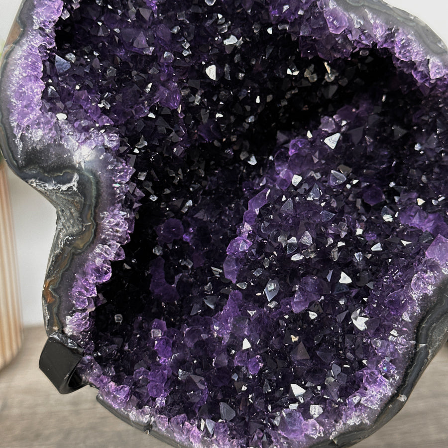 Amethyst Geode with Metallic Stand - Top grade Uruguayan Crystal - MWS2421