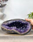 Natural Deep Purple Amethyst Geode with Agate Shell - STGE0102