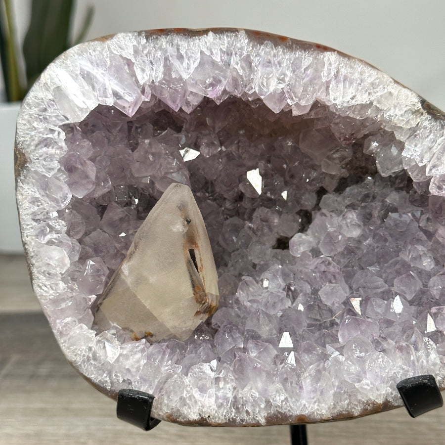 Amethyst Stone Geode with Calcite Crystal - MWS2840