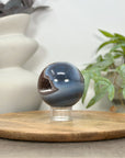 Blue Banded Agate Sphere Geode with Quartz Druzy Interior - SPH0147