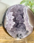 Amethyst & Agate Sphere Geode with Druzy Crystal Cavity - SPH0176