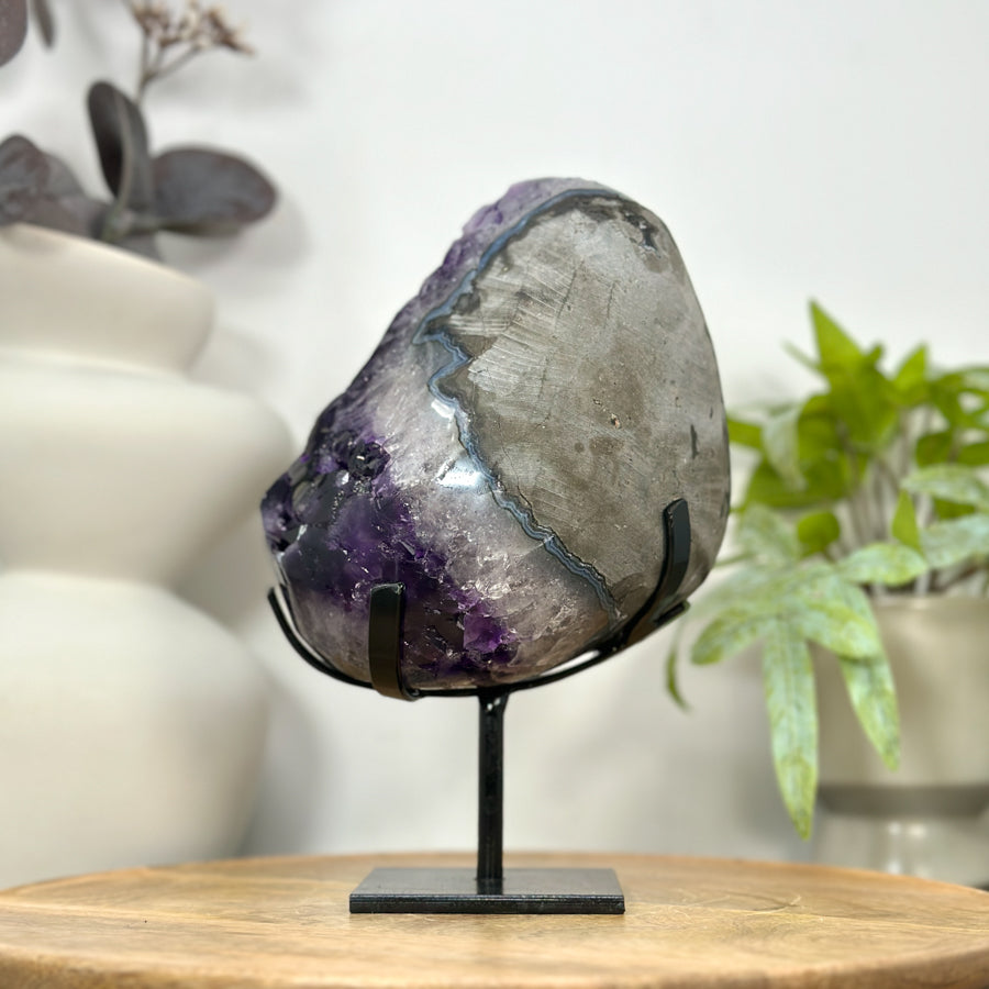 A+ Grade Amethyst Cluster from Uruguay on Metal Stand - MWS3053