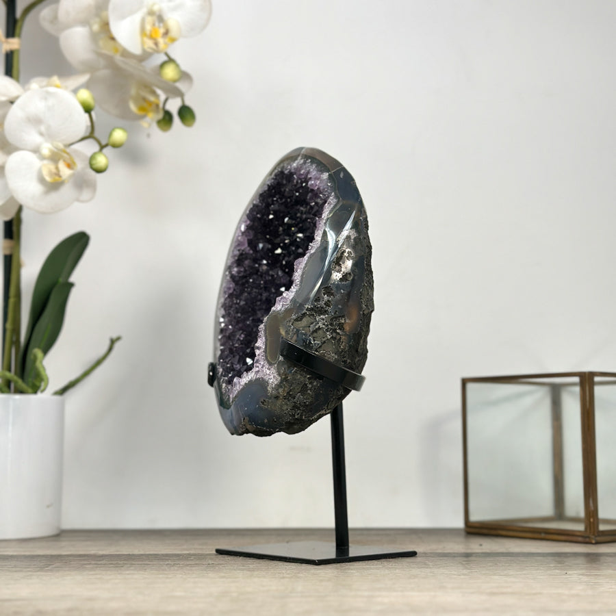A Grade Amethyst Stone on Metal Stand - MWS2845
