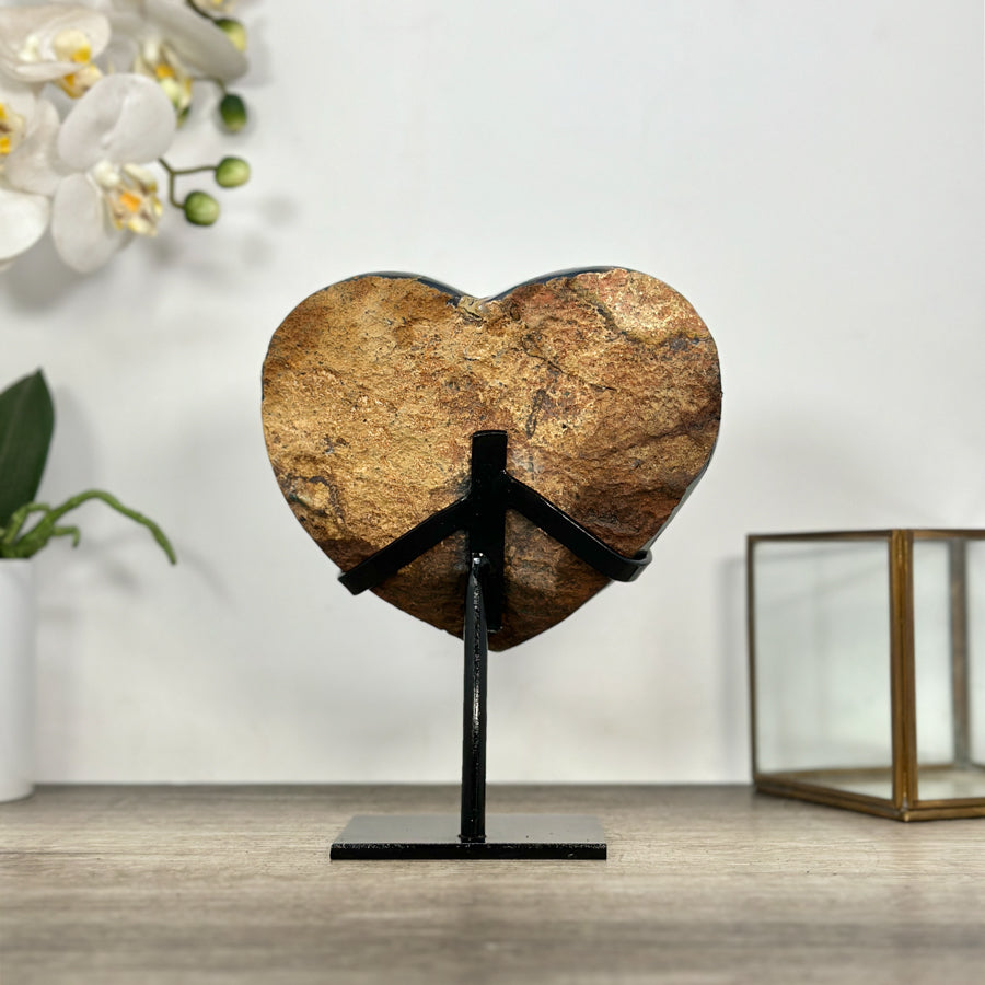 Amethyst &amp; Agate Stone Heart - Stand Included - HST0341