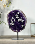 Amethyst Crystal Cluster with White Calcite Inclusions – Home Decor Display Piece - MWS2677