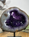 Amethyst & Agate Geode with Polished Shell on Metal Stand - MWS3106