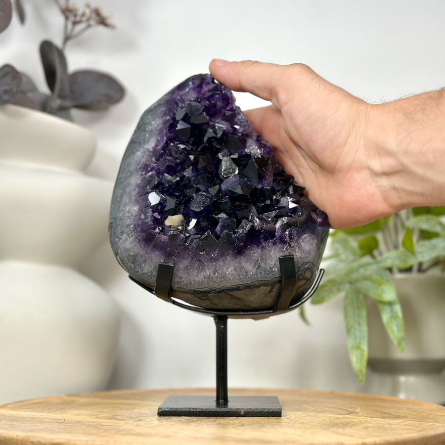 A+ Grade Amethyst Cluster from Uruguay on Metal Stand - MWS3053