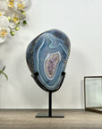 Blue Banded Agate & Amethyst Stone Slice - MWS3015