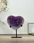 Amethyst & Quartz Stone Heart Carving - HST0332