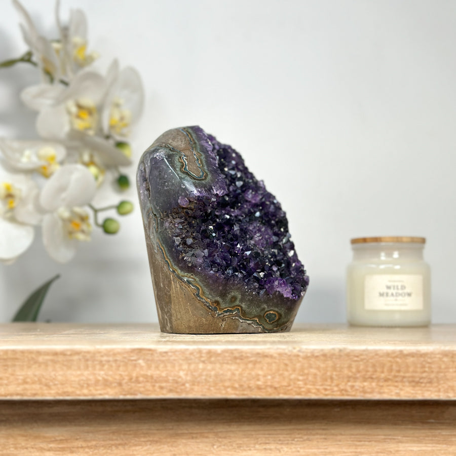 Natural Self Standing Amethyst with Green Jasper Matrix - CBP1118