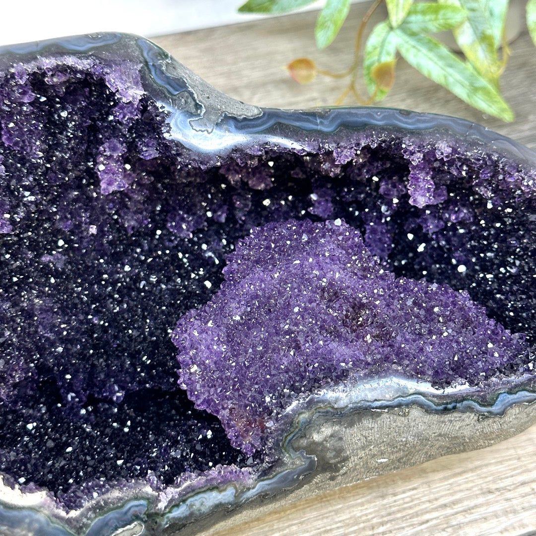 Natural Amethyst Geode with Calcite Crystal Formation - STGE0053