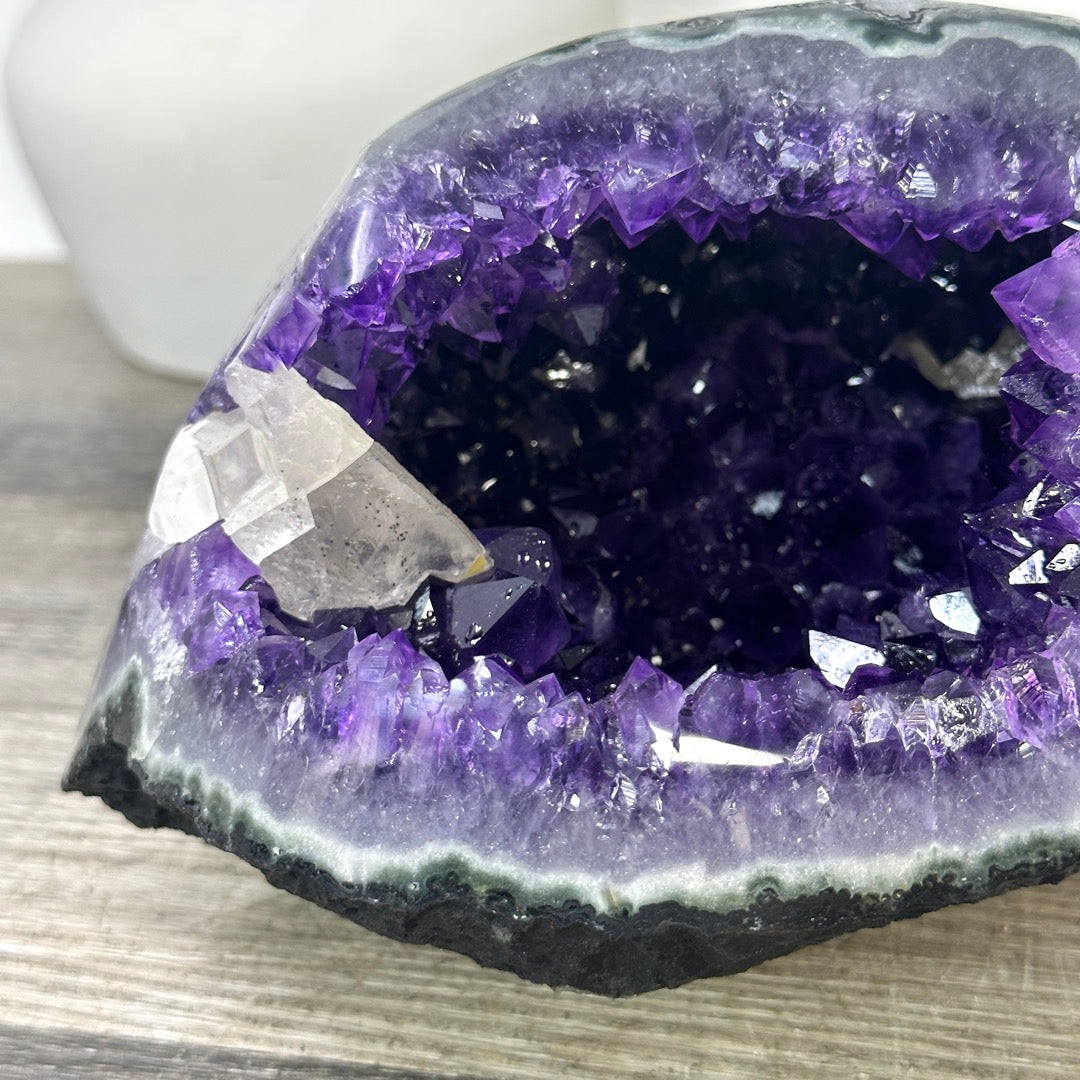 Natural Deep Purple Geode with Green Jasper Shell - STGE0047