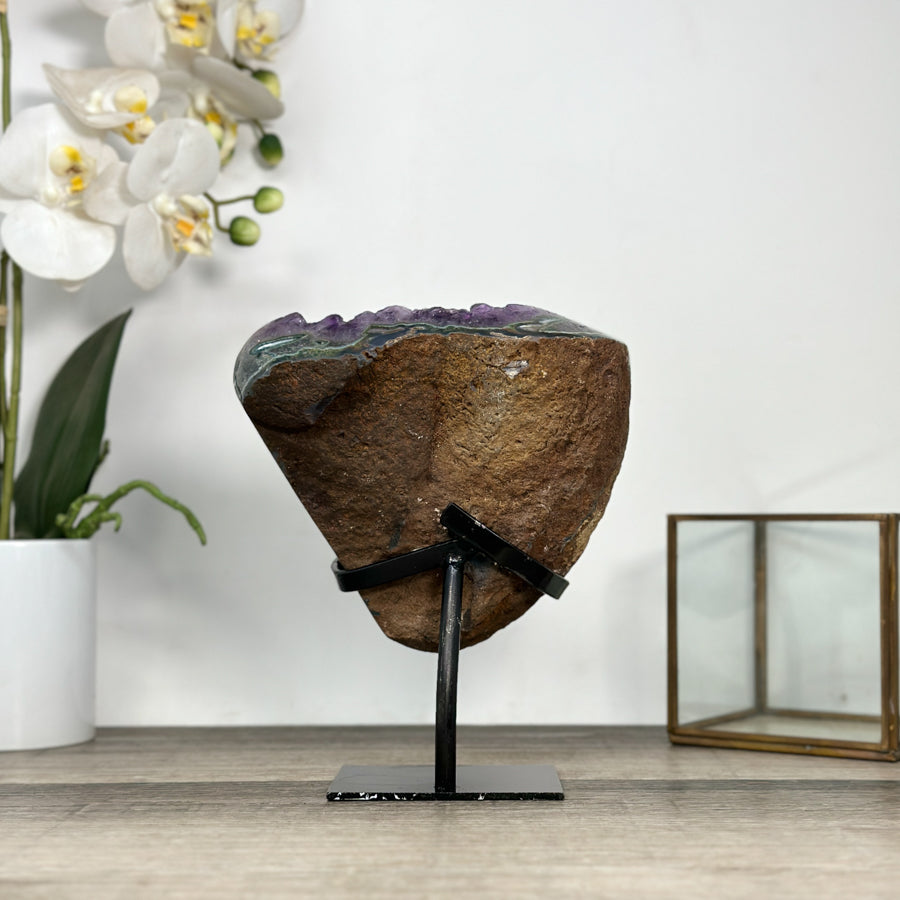 Amethyst Geode on Stand with Deep Purple Crystals – Natural Display Specimen - MWS2822