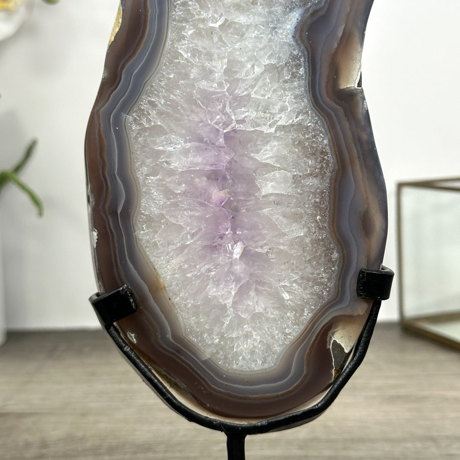 Natural Uruguayan Agate &amp; Quartz Stone Slice - MWS3011
