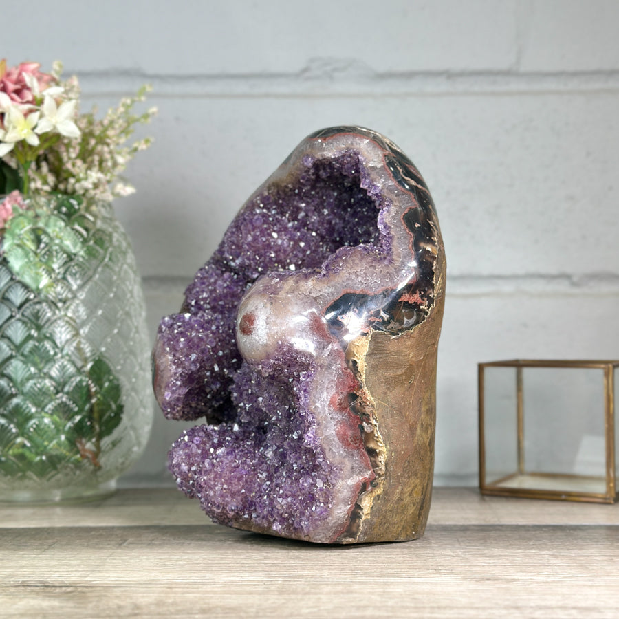 Natural Amethyst &amp; Agate Statement Piece for Home Decor - CBP1255