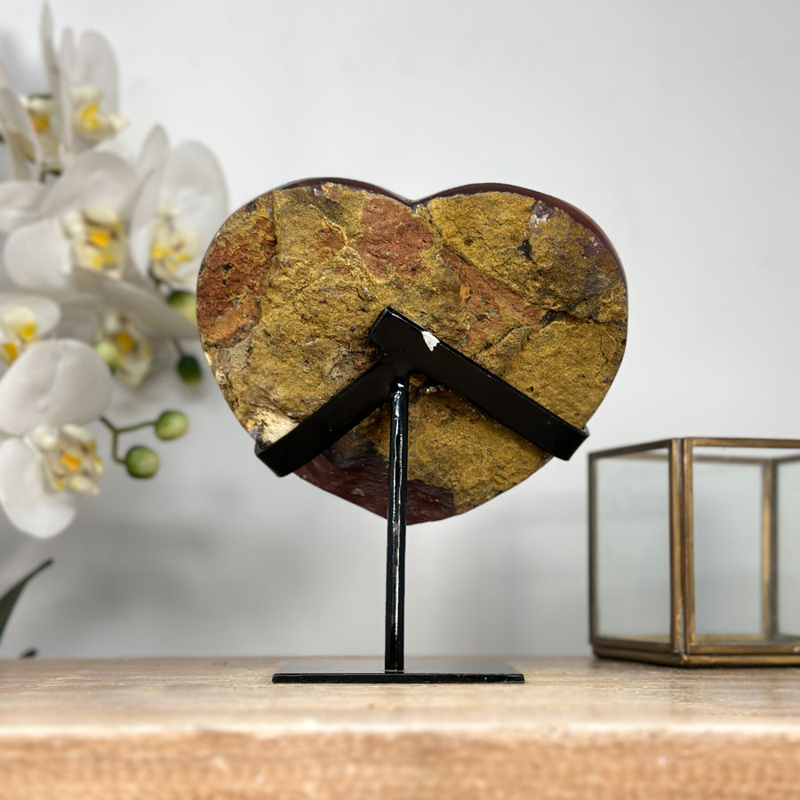 Natural Amethyst Heart Carving, Metal Stand included - HST0271