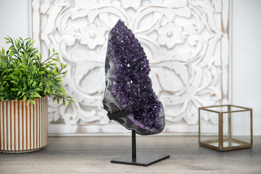 Large Natural Amethyst Cluster with Black Hematite Inclusions - MWS0322