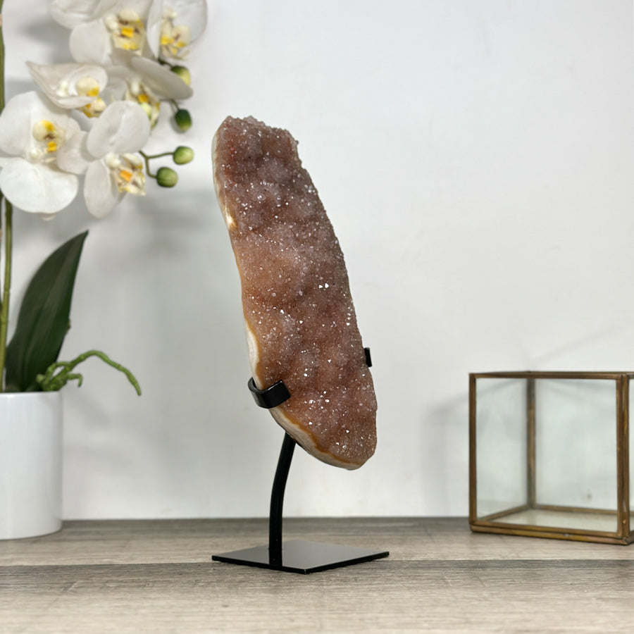 Natural Peach Tone Crystal on Stand – Unique Mineral Specimen for Display - MWS2826