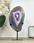 Agate & Amethyst Geode Slice on Metal Stand - MWS2921