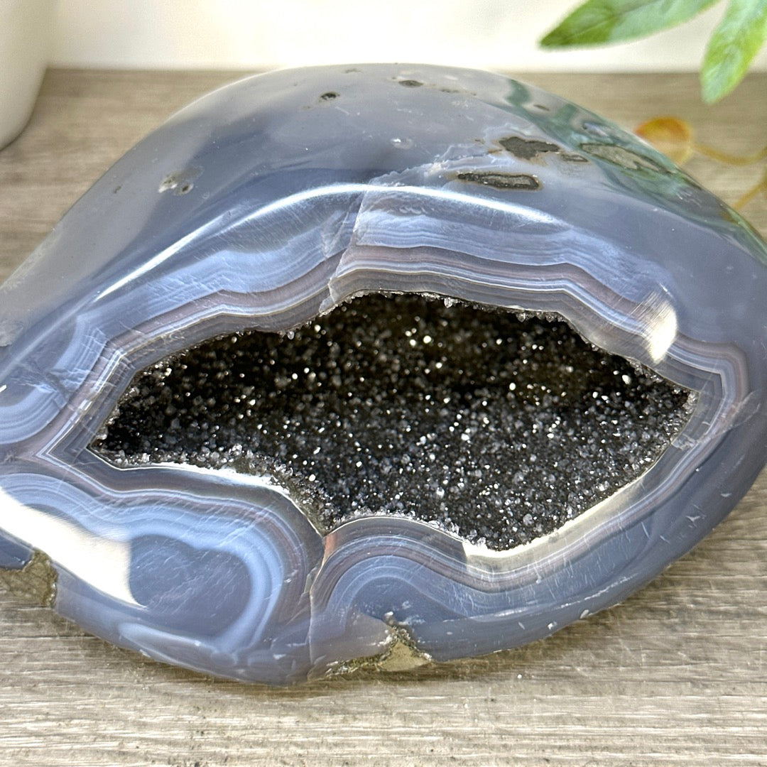 Blue Agate Polished Geode from Uruguay - STGE0079