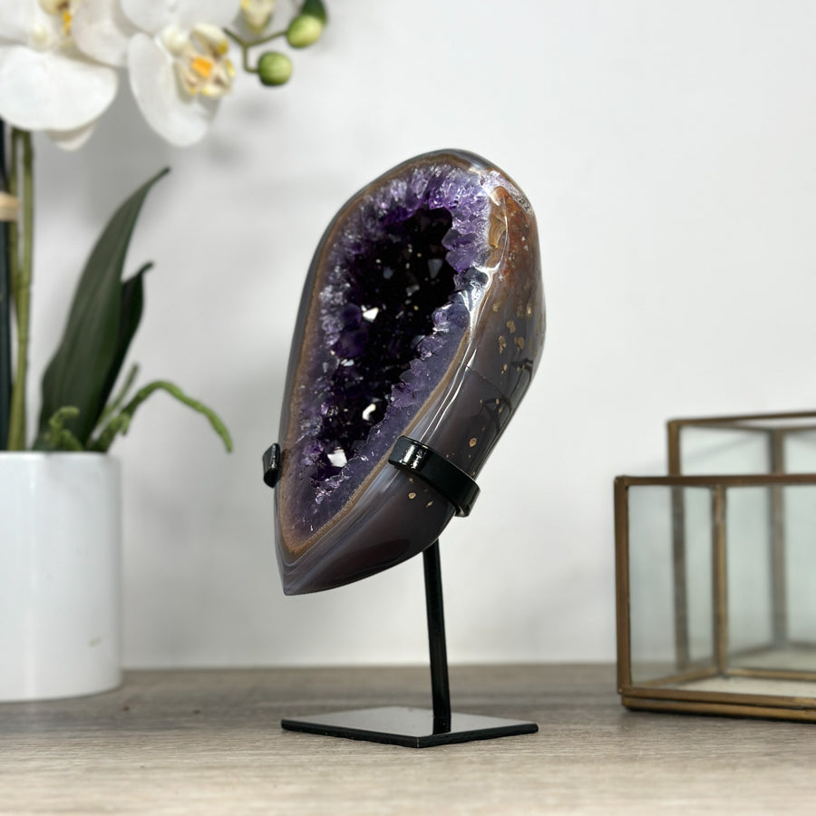 Natural Agate &amp; Amethyst Geode, Stand included - MWS2173