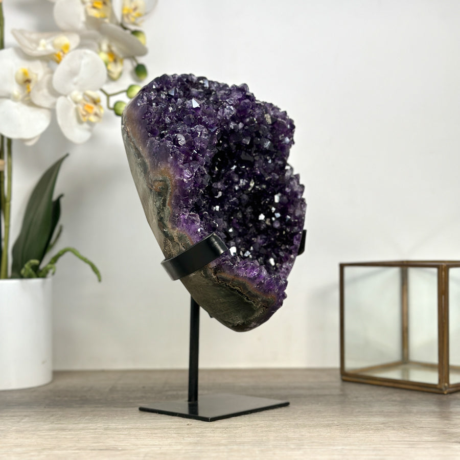Natural Uruguayan Amethyst Geode with Deep Purple Crystals - MWS2467