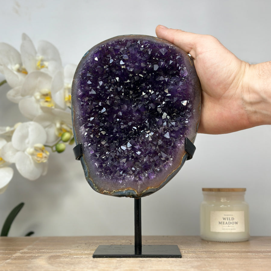 Natural Uruguayan Amethyste Cave with Metallic Stand Included - MWS1483