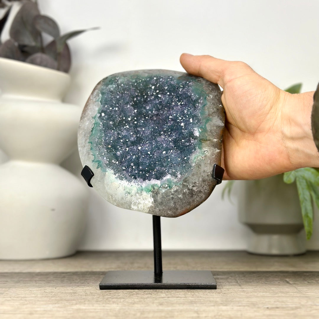 Unique Natural Green Quartz Specimen on Metal Stand - MWS3377