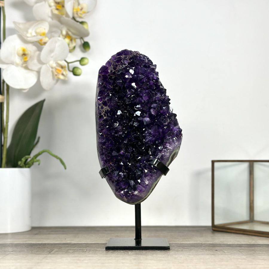 Deep Purple Amethyst Cluster on Metal Stand - MWS2781