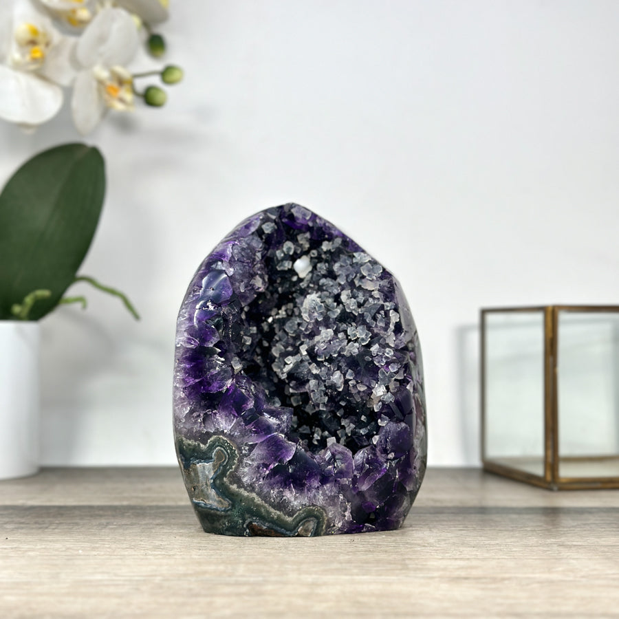 Top Quality Natural Amethyst Geode with Calcite Formations - CBP1262