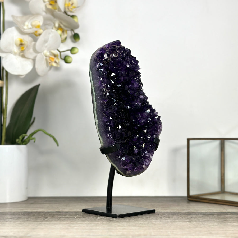 Deep Purple Amethyst Cluster on Metal Stand - MWS2781