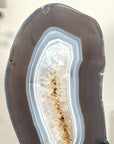 Agate Slice on Stand with Blue and White Bands | Home Decor Display - MWS2661