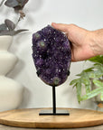 Natural Deep Purple Amethyst Cluster on Metal Stand - MWS3104