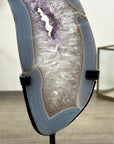 Blue Banded Agate Stone Slice on Metal Stand - MWS3002