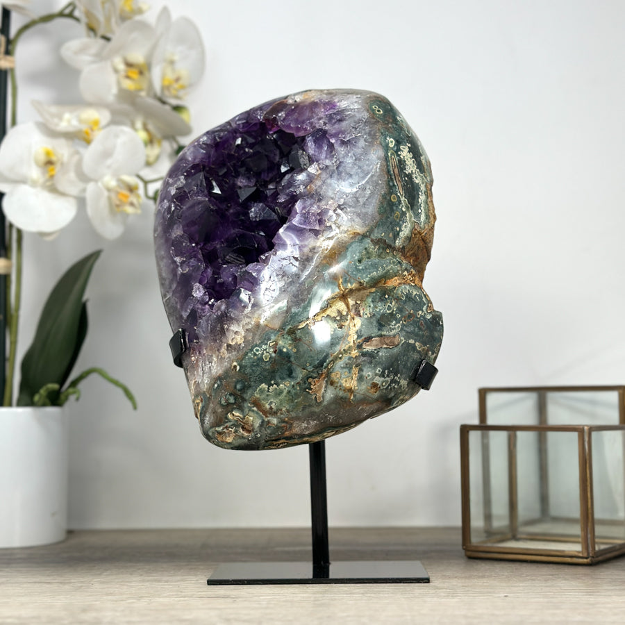 Amethyst Geode with Green Jasper Shell - MWS2211