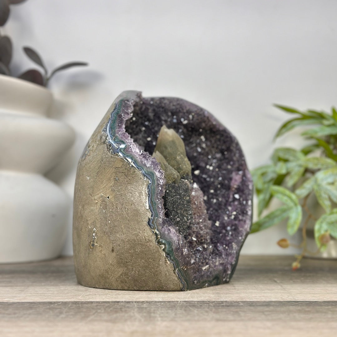 Unique Natural Amethyst Geode with Collection Grade Calcite Specimen - CBP1421